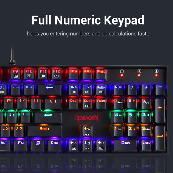 REDRAGON K551 MECHANICAL GAMING KEYBOARD RGB LED RAINBOW BACKLIT WIRED KEYBOARD | Gaming Keyboard