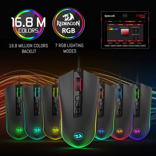 Redragon M711 COBRA Gaming Mouse with 16.8 Million RGB Color Backlit | Gaming Mouse