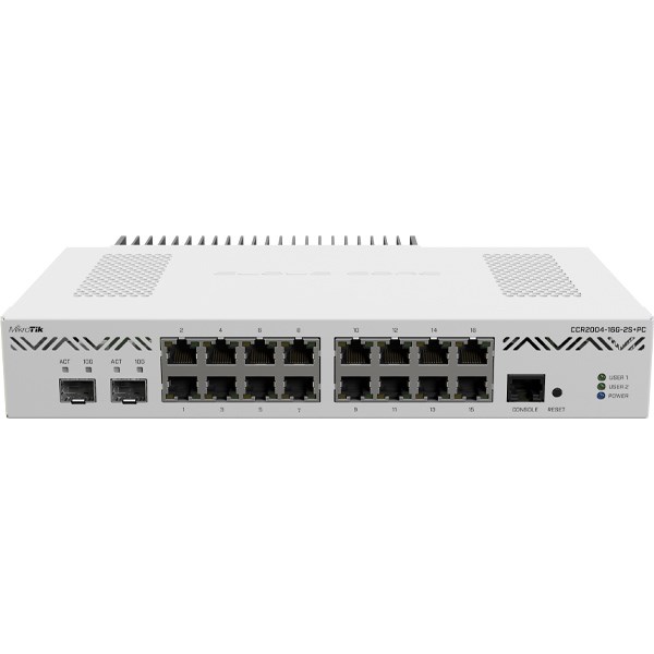 Mikrotik CCR2004-16G-2S+PC Ethernet Router 16x Gigabit Ethernet Ports, 2x10G SFP+ Cages | MikroTik