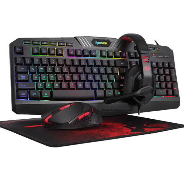 REDRAGON S101 WIRED RGB BACKLIT GAMING KEYBOARD AND MOUSE, GAMING MOUSE PAD, GAMING HEADSET COMBO ALL IN 1 PC GAMER BUNDLE FOR WINDOWS PC – (BLACK) | Gaming Mouse